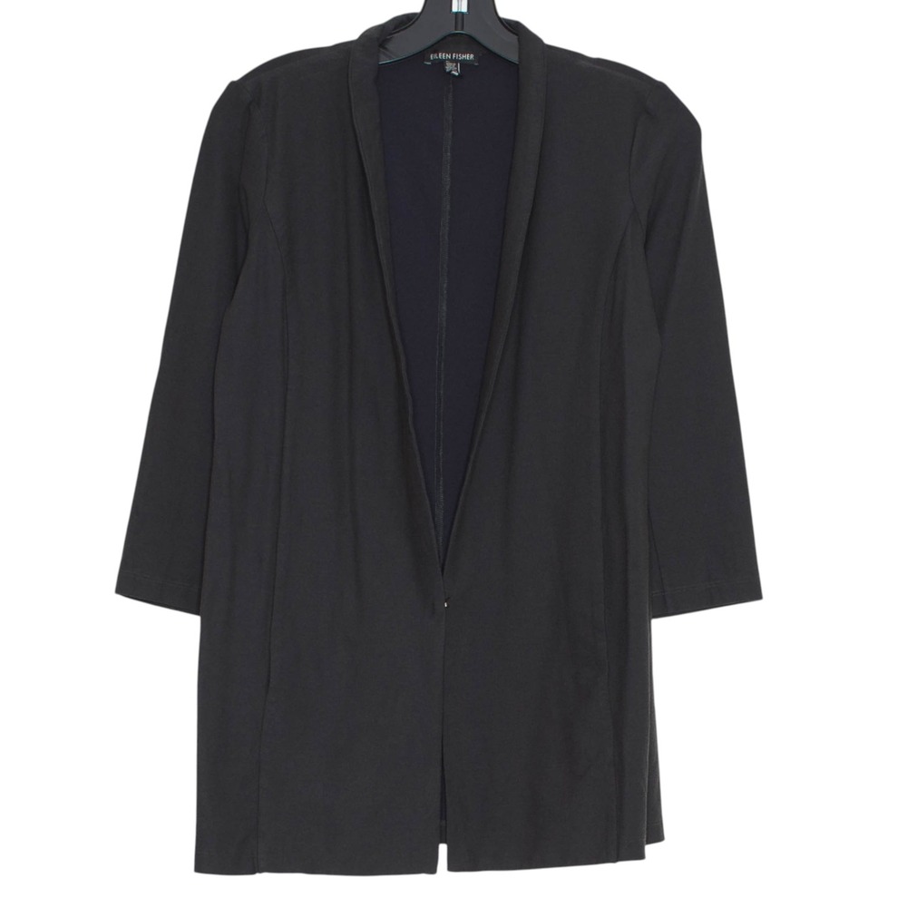 Eileen Fisher Jacket Minimalist Quiet Luxury Business Casual Stretch Black XXS